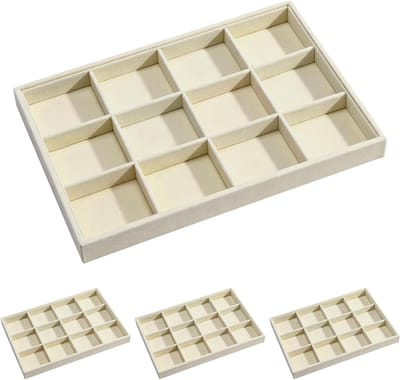 Sieradenlade Organizer - Opbergbak - Sieraden Sorteren - Stapelbaar Ontwerp - 4 stuks - Beige