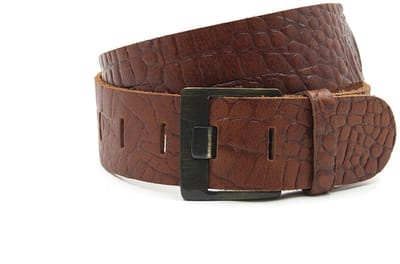 Dames tailleriem cognac croco print - 5 cm breed - Leer - Brede riem - Casual chique - Maat 95