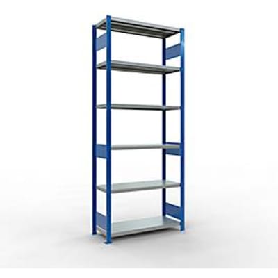Schulte Lagertechnik MULTIplus250 rekken zonder schroeven, B 1000 x D 400 x H 2500 mm, staal, RAL 5010 gentiaanblauw/zilvergrijs