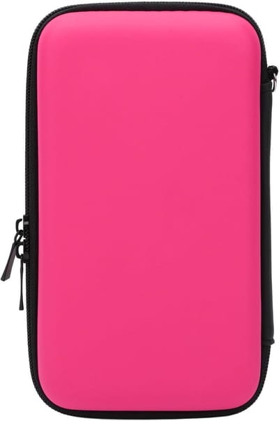 Waterdichte Hard Case voor New 2DS XL en 3DS, Bescherming, Draagbare Reisoplossing met 8 Slots voor Console Accessoires (ROZE)