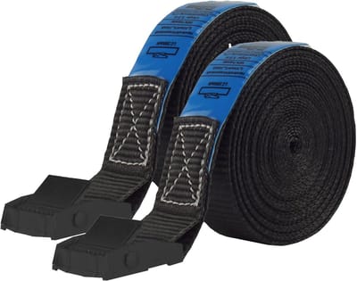 2x professionele spanband spanband klemslot auto 1-delig 5m 250 kg ZWART