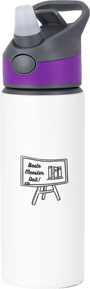 Hacebo® - Beste meester ooit waterfles met rietje paars - Meester - Meester - Leraar - water fles - 650ML