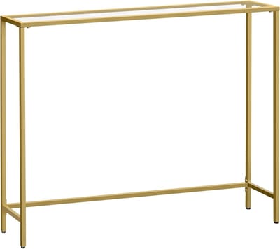 Hoppa! Consoletafel - Licht Goud Transparant - Glas, Staal - 20 x 100 x 80 cm (B x D x H)
