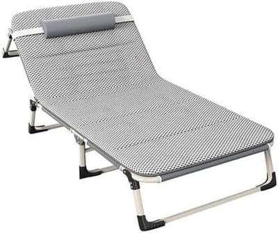 Campingbed met matras - Opklapbed ligbed - Ontspannen buiten - Vier posities verstelbaar - 190x75cm - Grijs