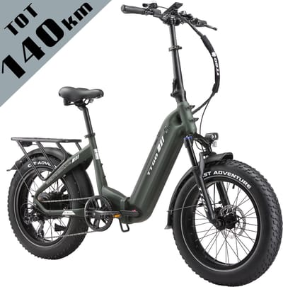 TTGO F6 Bost Opvouwbare Elektrische Fiets – 864Wh Lithium Accu – Actieradius tot 140 km – Hydraulische Schijfremmen – 20×4.0 inch Fatbike Banden – Verende Voorvork met Lock-out – Shimano 7 Versnellingen – Elektrische Stadsfiets – Groen