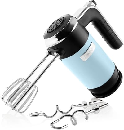 Westinghouse Retro Handmixer – 6 snelheden + turbofunctie – Gardes & Deeghaken – Met opbergstandaard – 350W – Blauw