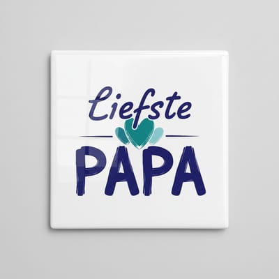 Liefdevolle Quote Keramische Tegel “Liefste Papa” – Hartdesign Familiecadeau, Vaderdag Woondecoratie Tegel 15 x 15 cm