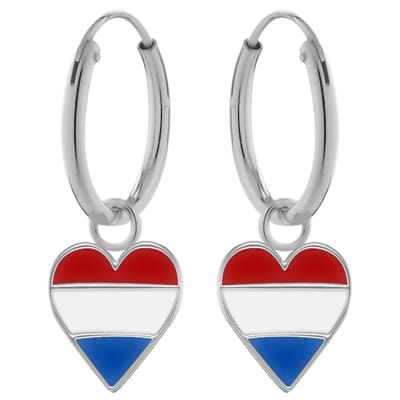 WeLoveSilver oorringen - 925 zilver - hartje Nederlandse vlag