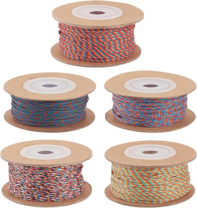5 Rollen Katoen Gedraaide Koorden 1mm in 3 Kleuren voor Macrame, Breien en DIY Ambachten