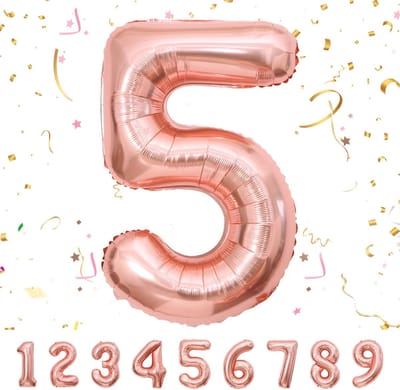 Verjaardagsballonnen Cijfer 5 - Roségoud - 101 cm - Decoratie voor 5 Jaar - Helium Ballon