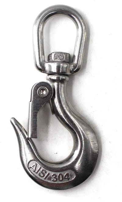 304 Stainless Steel Lifting Hook Heavy Duty Lifting Safety Hook Swivel WLL 1000kg (Pack of 2)