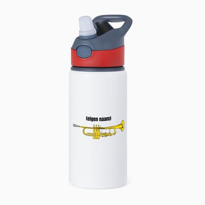 Hacebo® - trompet met eigen naam waterfles met rietje rood - Trompet - muziek liefhebbers - iemand die houdt van trompetten - verjaardag - cadeau - kado - geschenk - water fles - 650ML