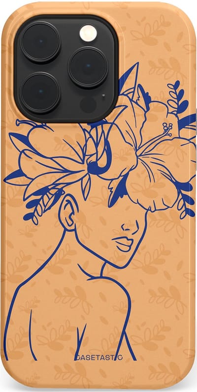 Casetastic hoesje geschikt voor Apple iPhone 14 Pro - MagSafe - Dubbellaagse bescherming - Lijn en Bloesem - Fashion Case - Perzik