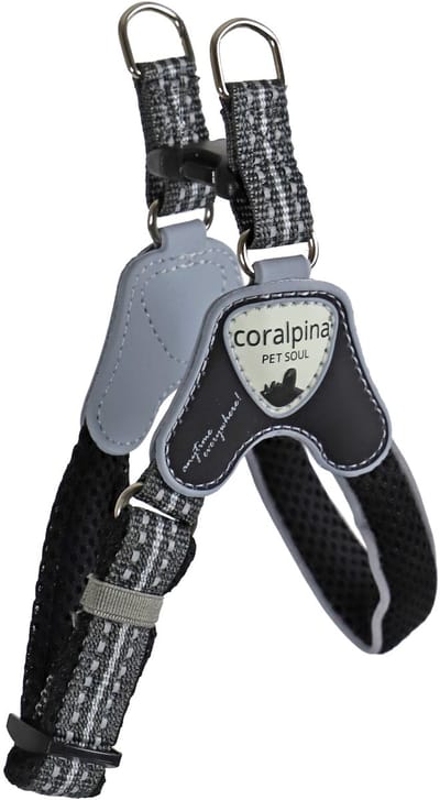 Coralpina Cinquetorri - Verstelbaar Hondenharnas - Kleur: Zwart - Maat 1: Borstomvang: 27-34cm / 2 tot 7 kg