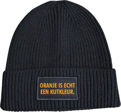Wintermuts rib gebreid zwart - Oranje is echt een kutkleur - soBAD. - Koningsdag - Unisex - Oranje - Voetbal - Nederland