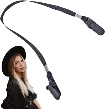 Hoedenkabel - Anti-val touw - Buitenactiviteiten - Afneembaar en verstelbaar - 27 cm - Zwart