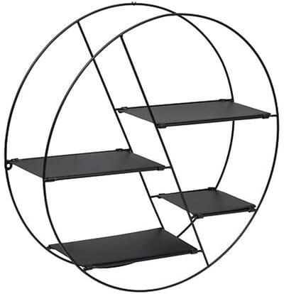 Atmosphera Wandplankjes - zwart - metaal - rond - 4 plankjes - D50 x 13 cm