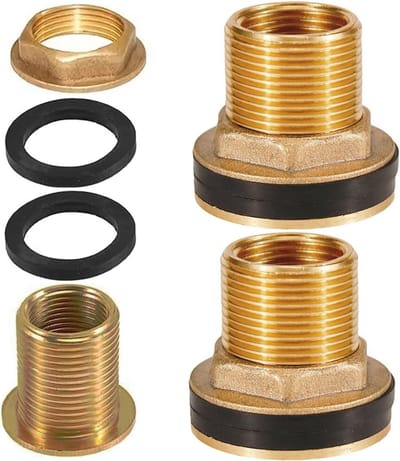 Set van 3 Regenwaterafvoer Aansluitingen, Messing Schroefverbinding met 3/4 Inch Mannelijk en 1/2 Inch Vrouwelijk Draad, Tuinslang Connector voor Wateropslag en Vaten