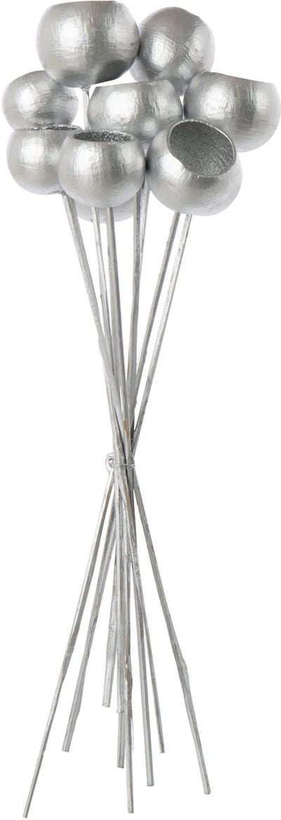 J-Line decoratie tak droogbloemen - zilver - set van 3