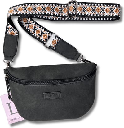 Lundholm heuptasje dames zwart met tassenriem bag strap fanny pack festival tasje dames - heuptas dames met brede riem - cadeau voor vriendin - Scandinavisch design | Heby serie