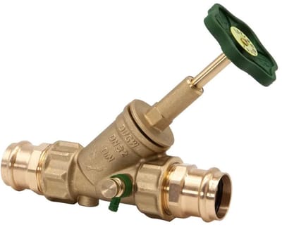 Schlösser Armaturen JS Vrijstroomventiel, met persaansluiting (binnendraad), met aftapping, met stijgende spindel, DN32, persdiameter 35mm, DVGW gekeurd, 0015183500001