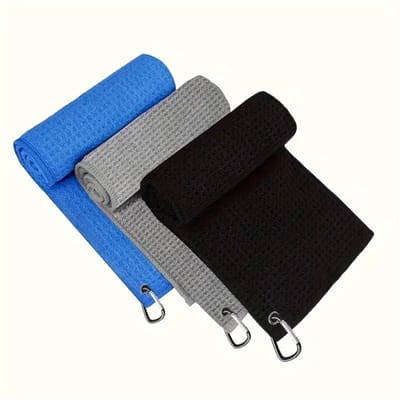 Nivard Golf Handdoek - Golfhanddoek - Golf Accessoires - Towel - Comfortabel - Zwart+Grijs+Blauw