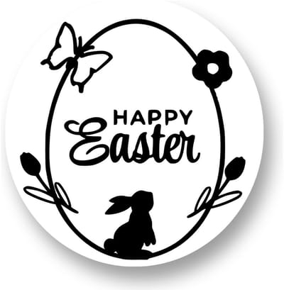 20x Pasen Traktatiestickers - Sluitsticker Happy Easter - Pasen - Pasen Stickers - Zwart Wit - Wensetiket - Rond - 40mm - Glossy sticker