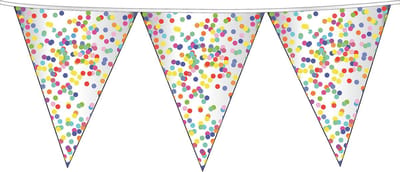 Haza Confetti thema feest vlaggenlijnen - van plastic - 10 meter - Kinderfeestje / kinderverjaardag - versiering