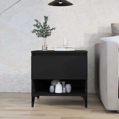 vidaXL - Bijzettafel - 50x46x50 - cm - bewerkt - hout - zwart