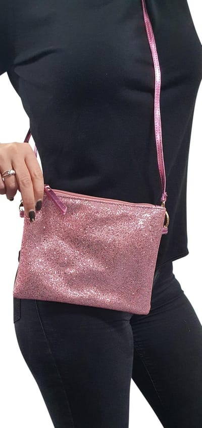 Glitter schoudertas - roze - Feest/ festival/ carnaval