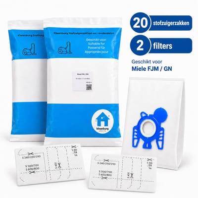 Kleanburg® - Stofzuigerzakken geschikt voor Miele GN 3-D - Classic C1, Complete C2, Complete C3, Cat and Dog - 20 Stofzuigerzakken en 2 Filters