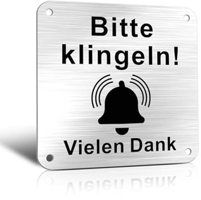 Roestvrij Stalen Belplaatje met 'Bitte Klingeln!' - Zelfklevende Deurbel Accessoires