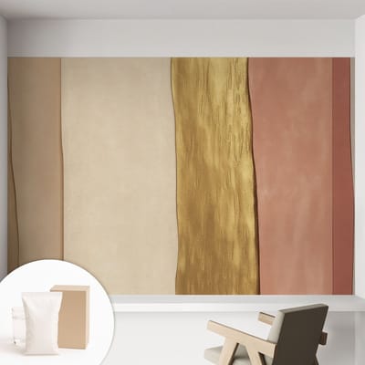 Coloray Behang - Golvende strepen Wandbekleding - 152x104 cm - Beige Behang - Voor liefhebbers van rustige en ingetogen interieurs - Behang Voor de woonkamer, slaapkamer en hal - Vliesbehang Texturen