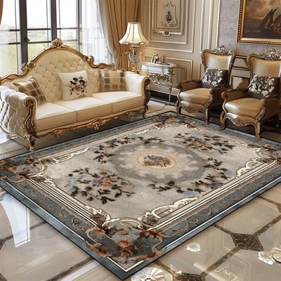 Tapis de Luxe Persan Style Européen Salon Chambre Grand Tapis Antidérapant Canapé Tables à Thé Tapis Décoration d'Intérieur Personnalisée Tapis de Salon 60*90cm