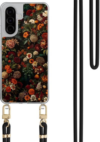 Casimoda® hoesje met zwart koord - Geschikt voor Samsung A36 - Exotic Garden - Afneembaar koord - TPU/polycarbonaat - Multi