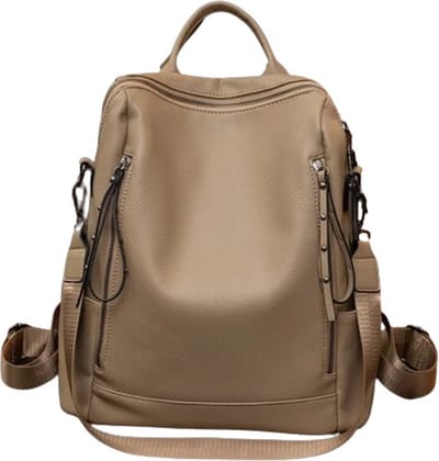 Avoir Avoir®-Vintage-Dames-Mode-Beige-Handtas - Rugzak-36x15x32cm-PU-leer-Effen Beige