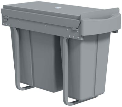 Inklapbare Dubbele Prullenbak 20+10L Met Verwijderbare Binnenbak Ruimtebesparend Stevige Structuur Weinig Vervorming Stille Glijrail Geschikt voor Keuken, Slaapkamer, Kantoor, Studie 52x26x40.8cm Grijs