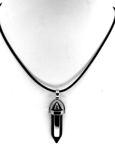 Edelsteen - Hematiet kwarts - Obelisk Hanger met - gratis - zwart - wax koord Ketting - 40cm + 5cm Verstelbaar - Alle kinderen hebben een natuurlijke aantrekkingskracht op edelstenen.