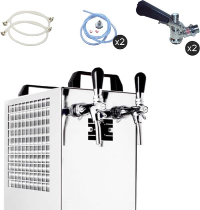Complete set - Biertap - Kontakt 40/K 2-kraans RVS, 50 liter/u, met membraanpomp - Biertap, Beertender, Thuistap, Bierkoeler, Type D