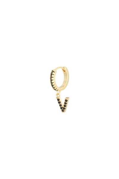 Oorbellen Letter V Zwart Copper