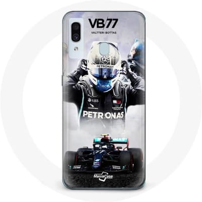Coque pour Samsung Galaxy A40 Formule 1 Valtteri Bottas pilote de course F1 Noir