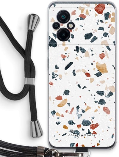 Case Company® - Hoesje met koord geschikt voor Xiaomi Poco M5 hoesje met Koord - Terrazzo N°4 - Telefoonhoesje met Zwart Koord - Bescherming aan alle Kanten en Over de Schermrand