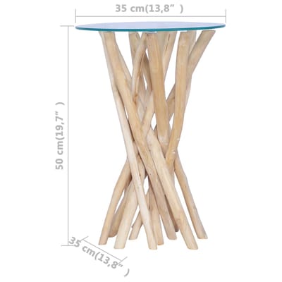 vidaXL - Salontafel - met - glazen - blad - 35x50 - cm - massief - teakhout