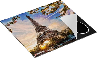 Chefcare Inductie Beschermer Eiffeltoren in Parijs tijdens Zonsondergang - 60x50 cm - Afdekplaat Inductie - Kookplaat Beschermer - Inductie Mat