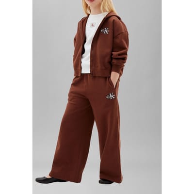 Calvin Klein Girls Monologo Wide Leg Sweatpant Rocky Road Taglia: 8 | Pantaloni Outlet | kids
