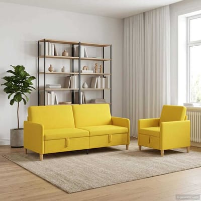 vidaXL - Sofa - Set - Met - Opslag - 2 - st - Licht - Geel - Polyester