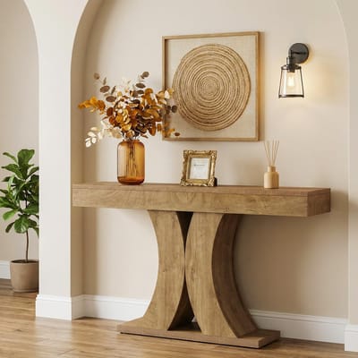 LITTLE TREE Landelijk Haltafel Hout - 150x35x85 cm - Natuurlijk Bruin - Voor woonkamer en entree