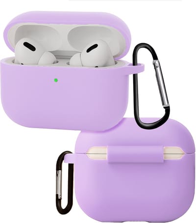 Hoes - Geschikt voor Apple Airpods Pro 3 - Siliconen Hoesje met Clip - Silicone Case Cover - Lila