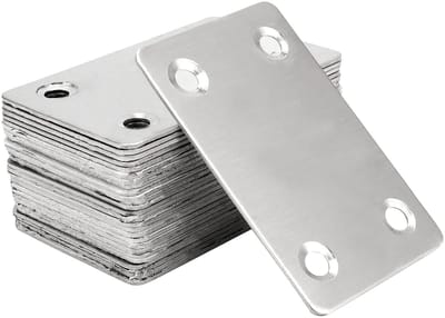 Dailygoods- Schuifplaat 30 Stuks - Roestvrij Stalen Steunbeugel - Platte Verbindingsplaat - Ondersteuning voor Reparatie - 120 Schroeven - Zilvergeborstelde Afwerking