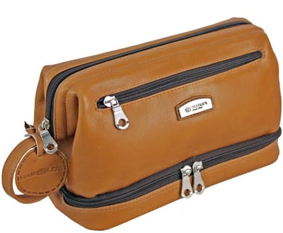 HAROLD'S Leren Toilettas Country Toilet Bag Cognac Lichtbruin